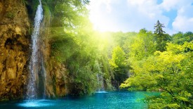 beauty background image of nature and falling water fall