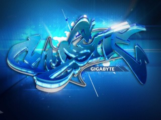 Blue Gigabyte Graffiti 3D Wallpaper