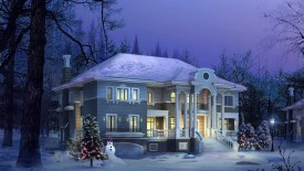 HD 3D Architecture House In Snow Fall