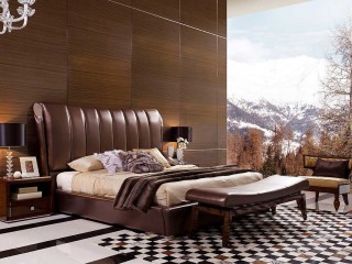 Italian Classical Design Leather Platform Bed  Widescreen Wallpapers