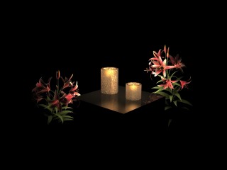 Peaceful Candles Flowers Desktop
