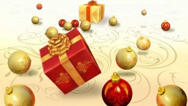Red Gift Ball 3D Wallpaper Widescreen