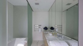 White Bathroom With Glass Separator Remodel Design Idea